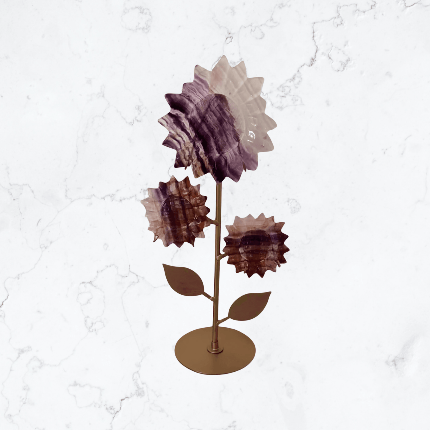 Fluorite Crystal Sunflowers on stand - Enchant & Delight