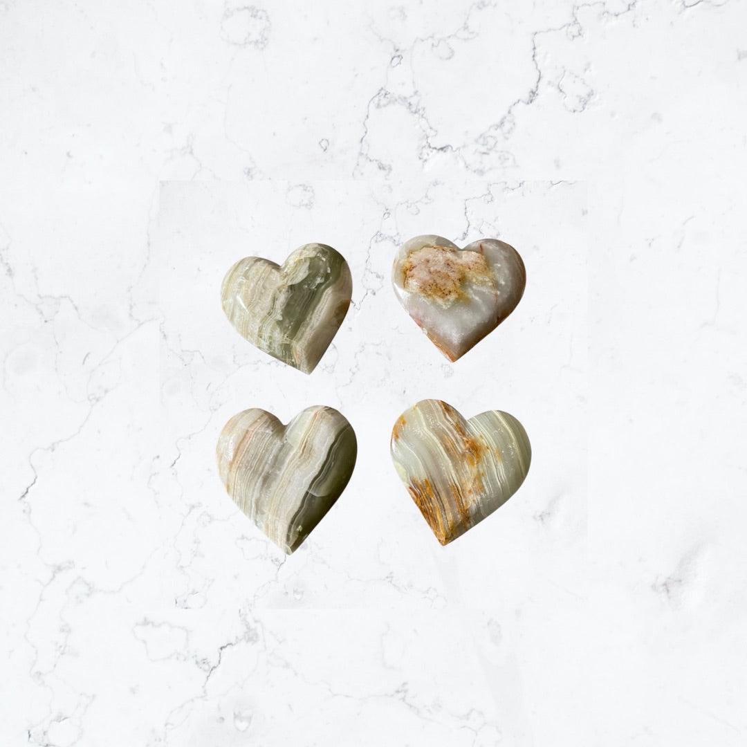 Green Onyx Hearts - Enchant & Delight