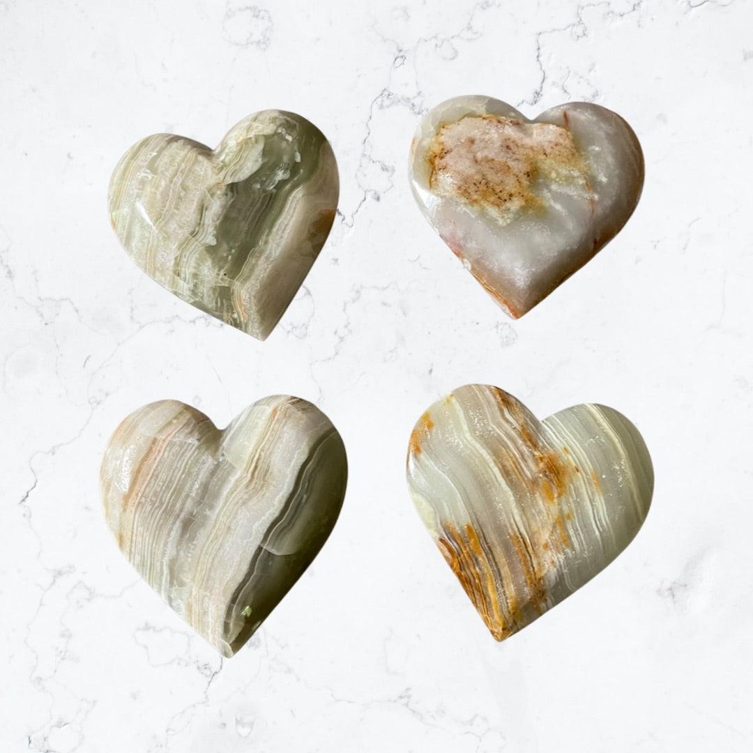 Green Onyx Hearts - Enchant & Delight