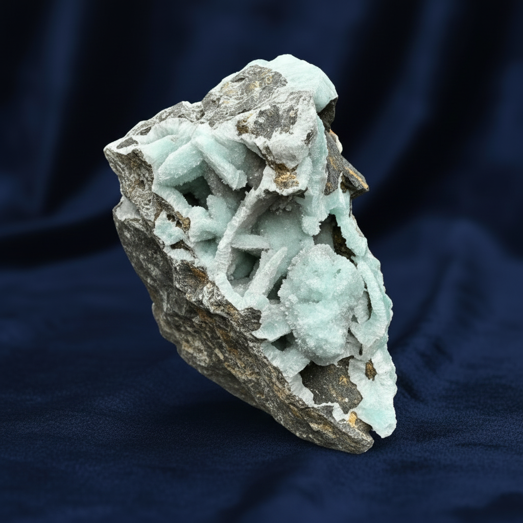 Mint Green Calcite on Matrix