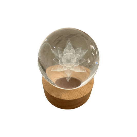 Lotus 3D Glass sphere with USB Light - Enchant & Delight