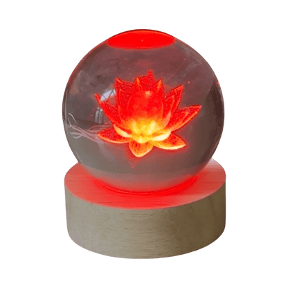 Lotus 3D Glass sphere with USB Light - Enchant & Delight