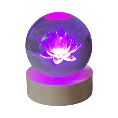 Lotus 3D Glass sphere with USB Light - Enchant & Delight