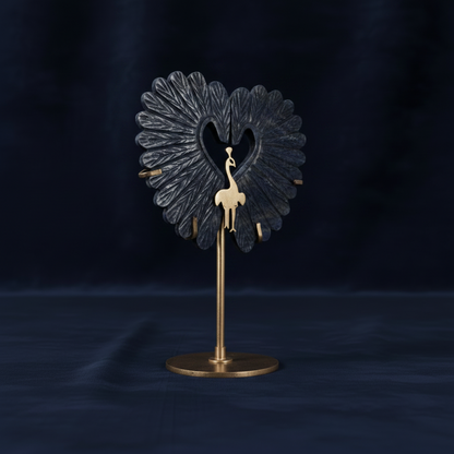 Lustrous Lapis Lazuli: Peacock Wings on Stand