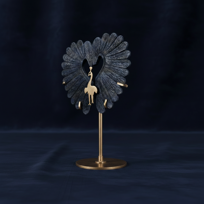Lustrous Lapis Lazuli: Peacock Wings on Stand