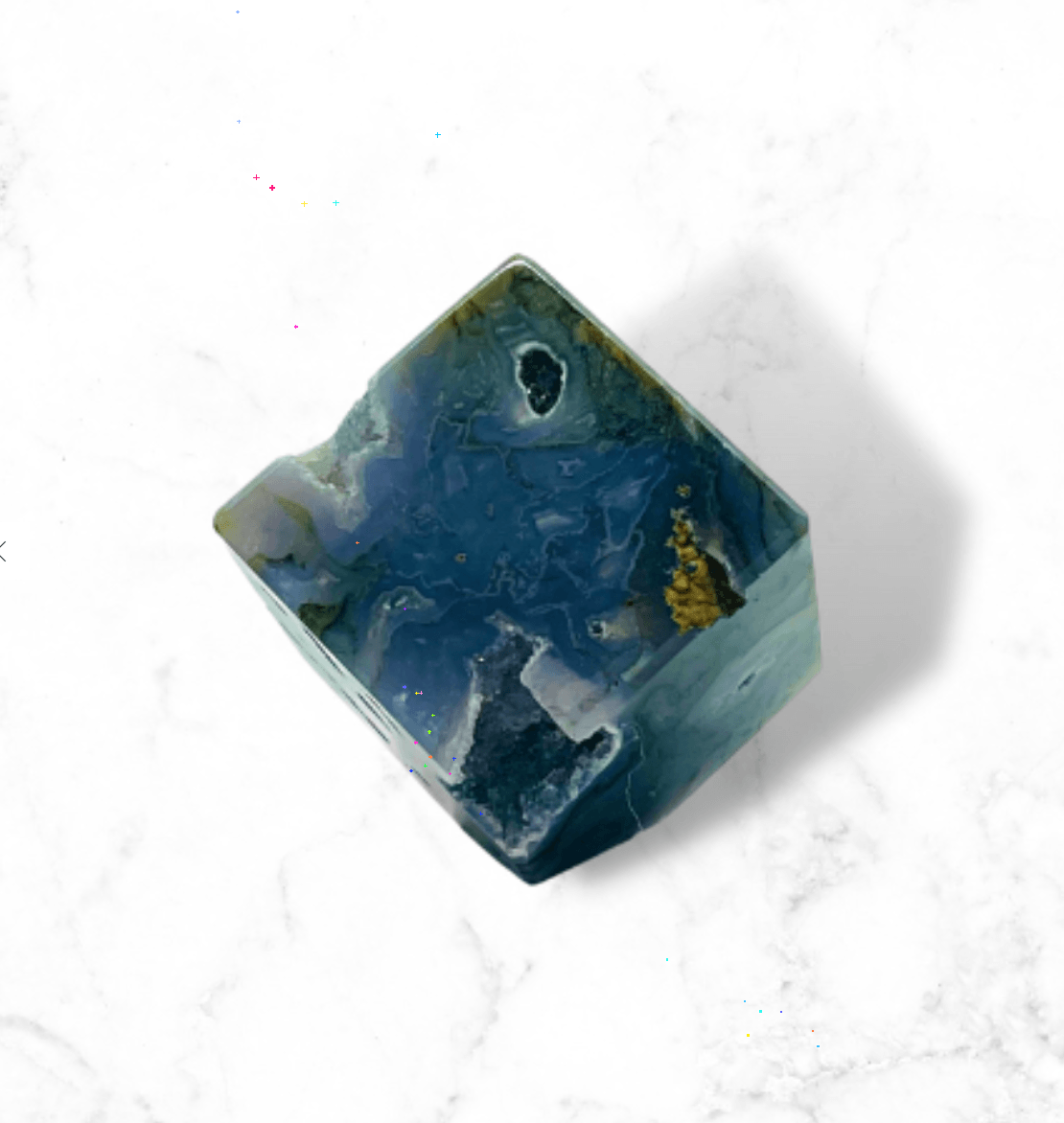 Moss Agate Crystal Cube Carving - Enchant & Delight