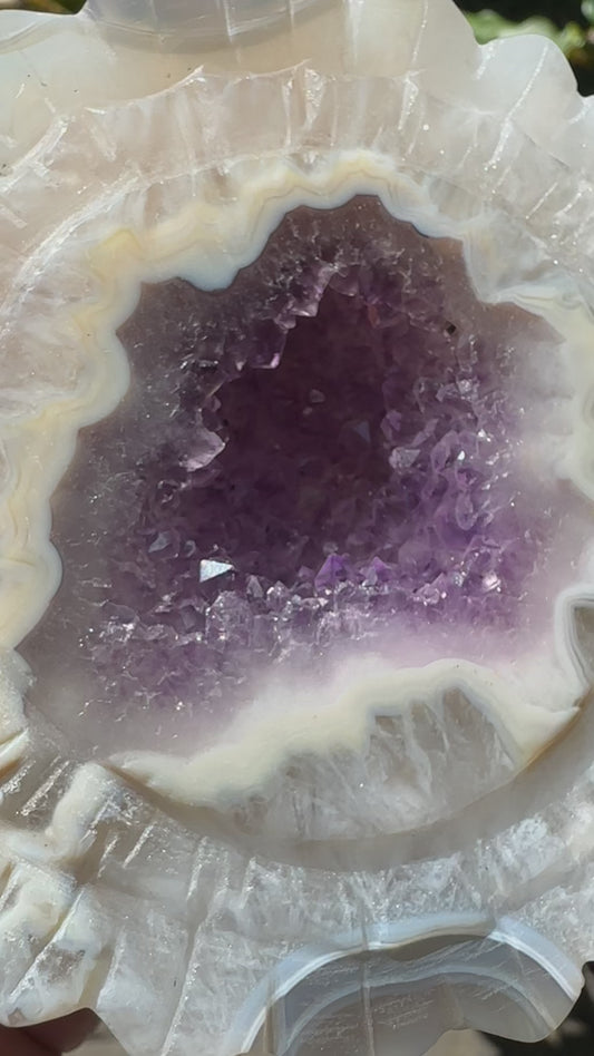 Amethyst Solar Quartz Slice on Stand