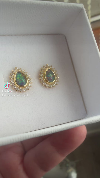 ✨ Opal No. 20 – Enchanted Aurora | Coober Pedy Australian Opal Earrings