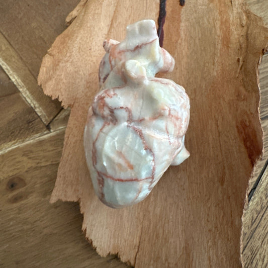 Red Vein Marble Jasper Human Heart Carving - Enchant & Delight