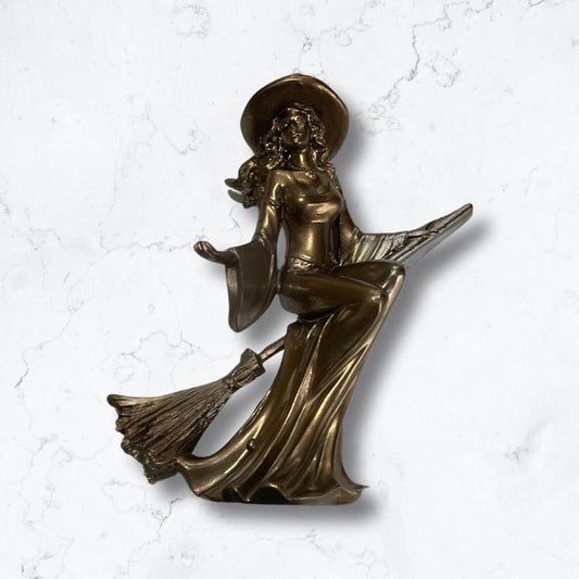 Resin Witch with her broom Figurine - Enchant & Delight