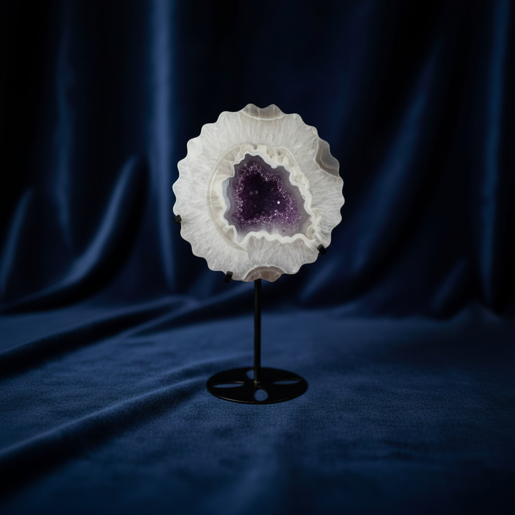 Amethyst Solar Quartz Slice on Stand