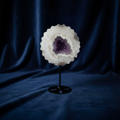 Amethyst Solar Quartz Slice on Stand