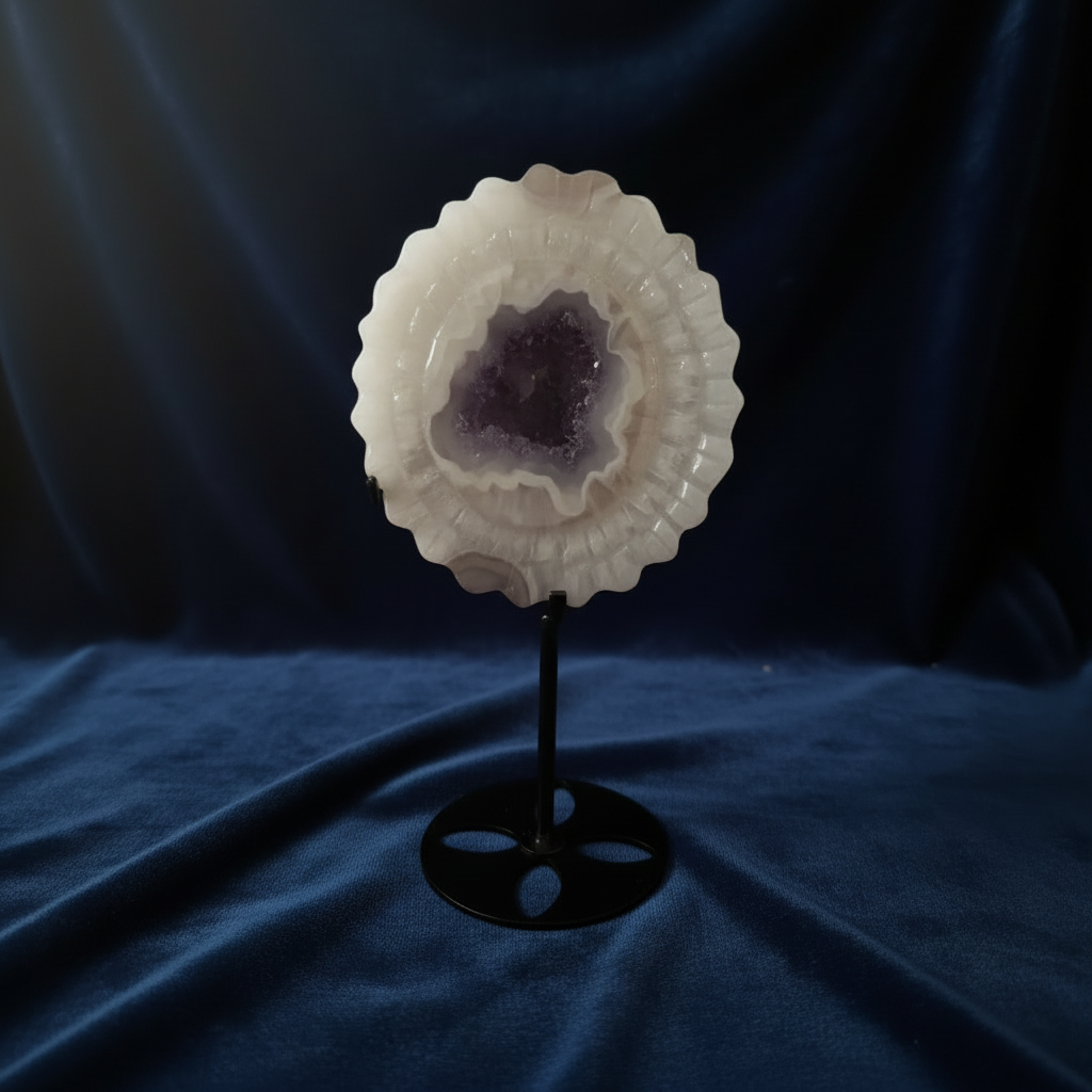 Amethyst Solar Quartz Slice on Stand