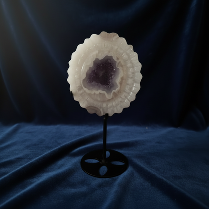 Amethyst Solar Quartz Slice on Stand
