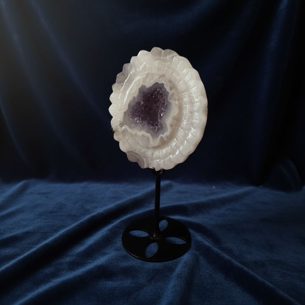 Amethyst Solar Quartz Slice on Stand