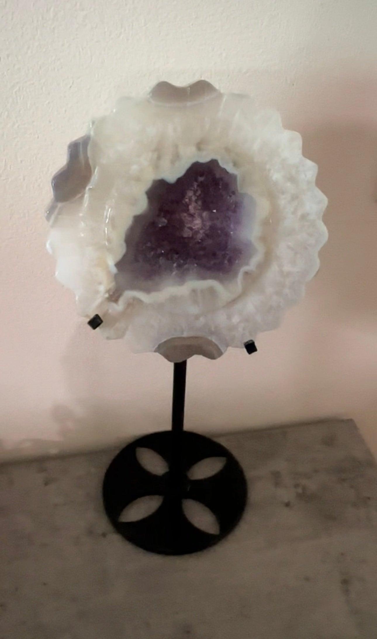 Amethyst Agate Crystal with stand - Enchant & Delight