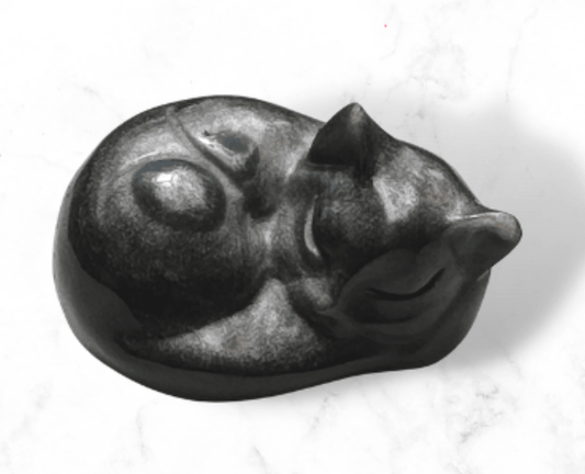 Silver Obsidian Kitten Crystal Carving - Enchant & Delight