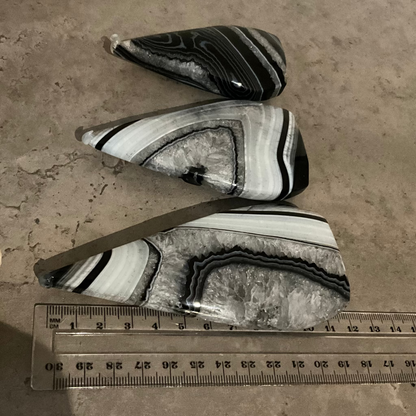 Stunning Set of 3 Black Banded Agate Freeform - Enchant & Delight