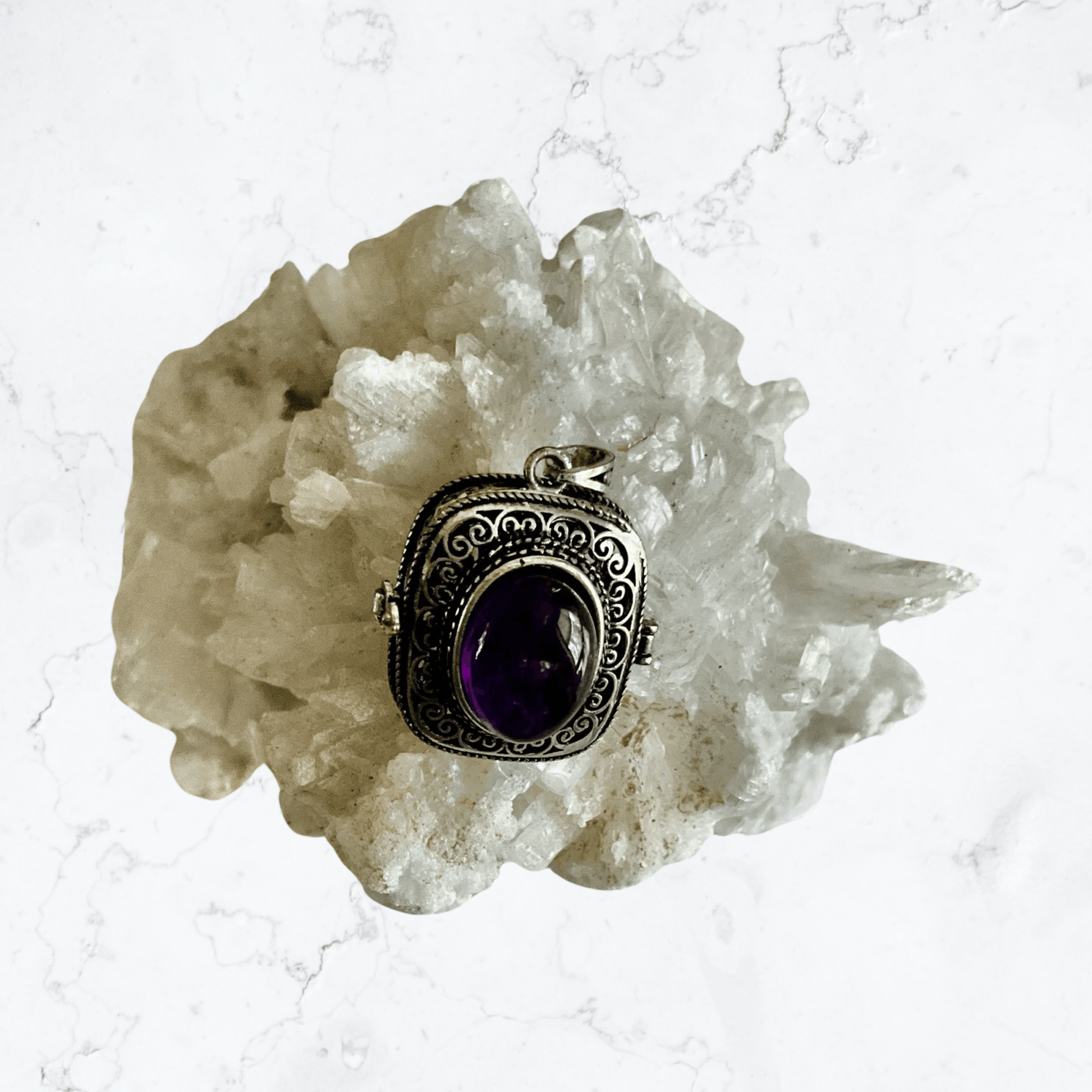 The Timekeepers Secret Amethyst Crystal Locket - Enchant & Delight